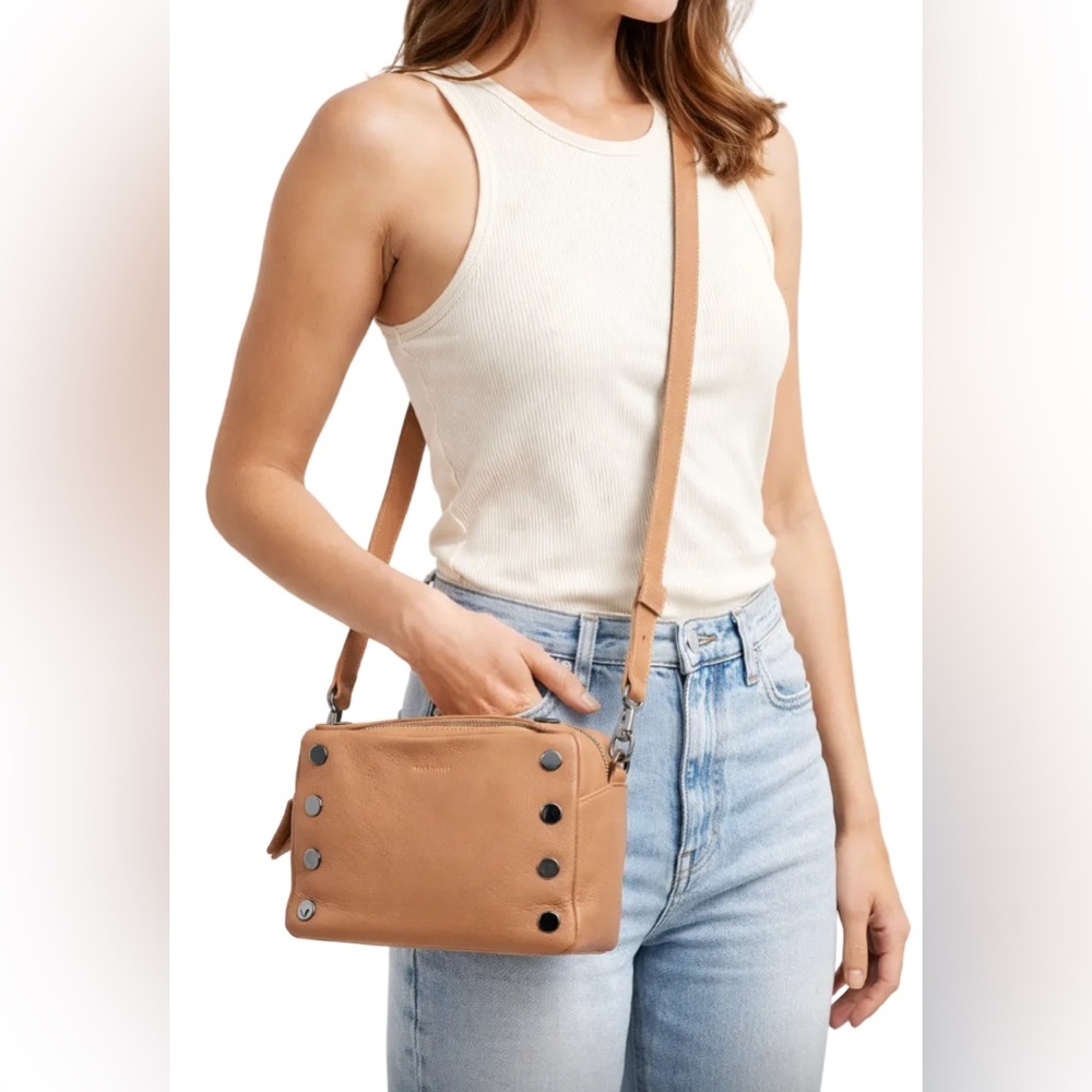 Hammitt Evan Crossbody Biscotti Tan Light Brown Gunmetal - Picture 12 of 13